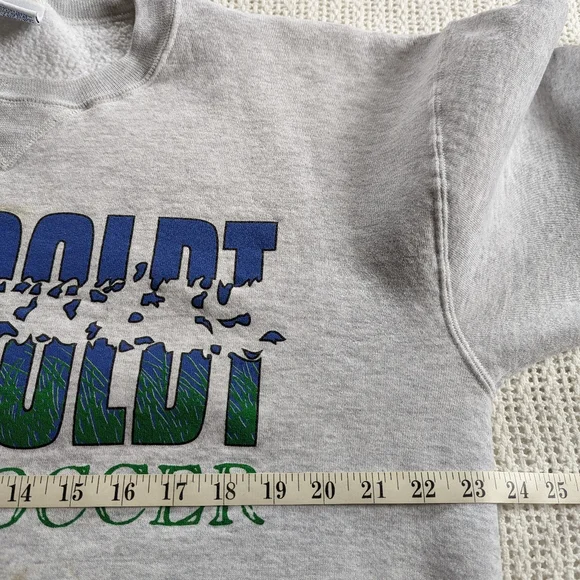 VTG Humboldt Soccer Graphic Russell Mens LARGE Gray Pullover Sweatshirt Crewneck - Picture 5 of 10